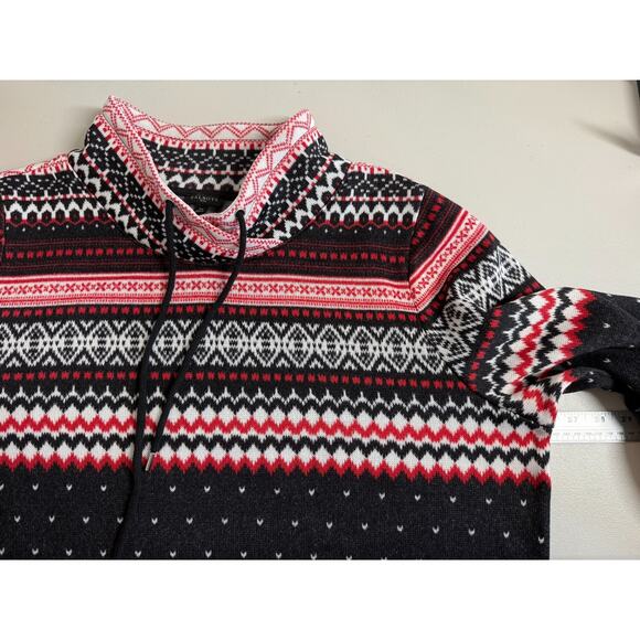 Talbots Nordic Fair Isle Mock Neck Pullover Fleece Sweater Womens Size 2X Black - Picture 7 of 10